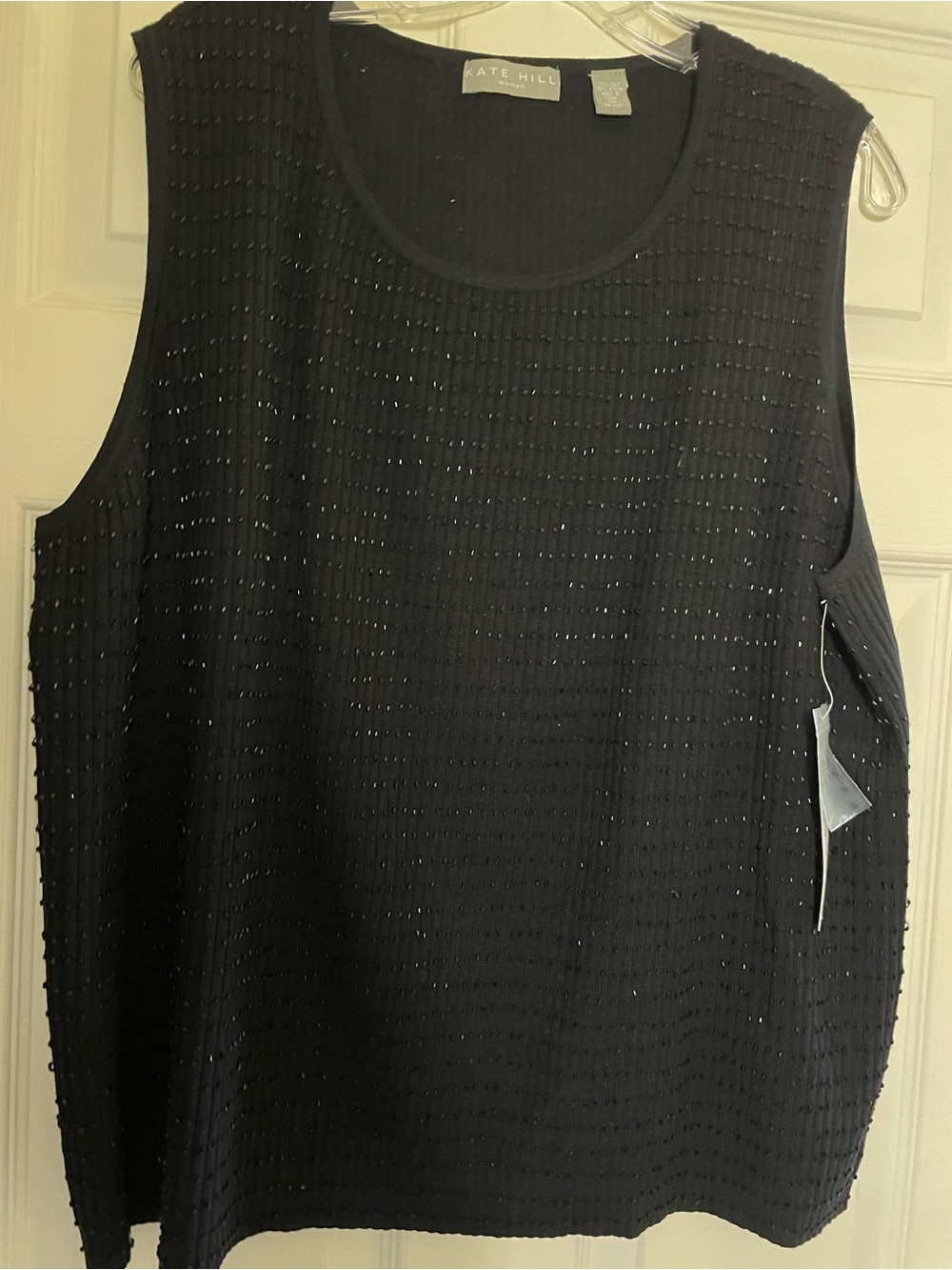 Kate Hill Black Sleeveless Beaded Tank Top